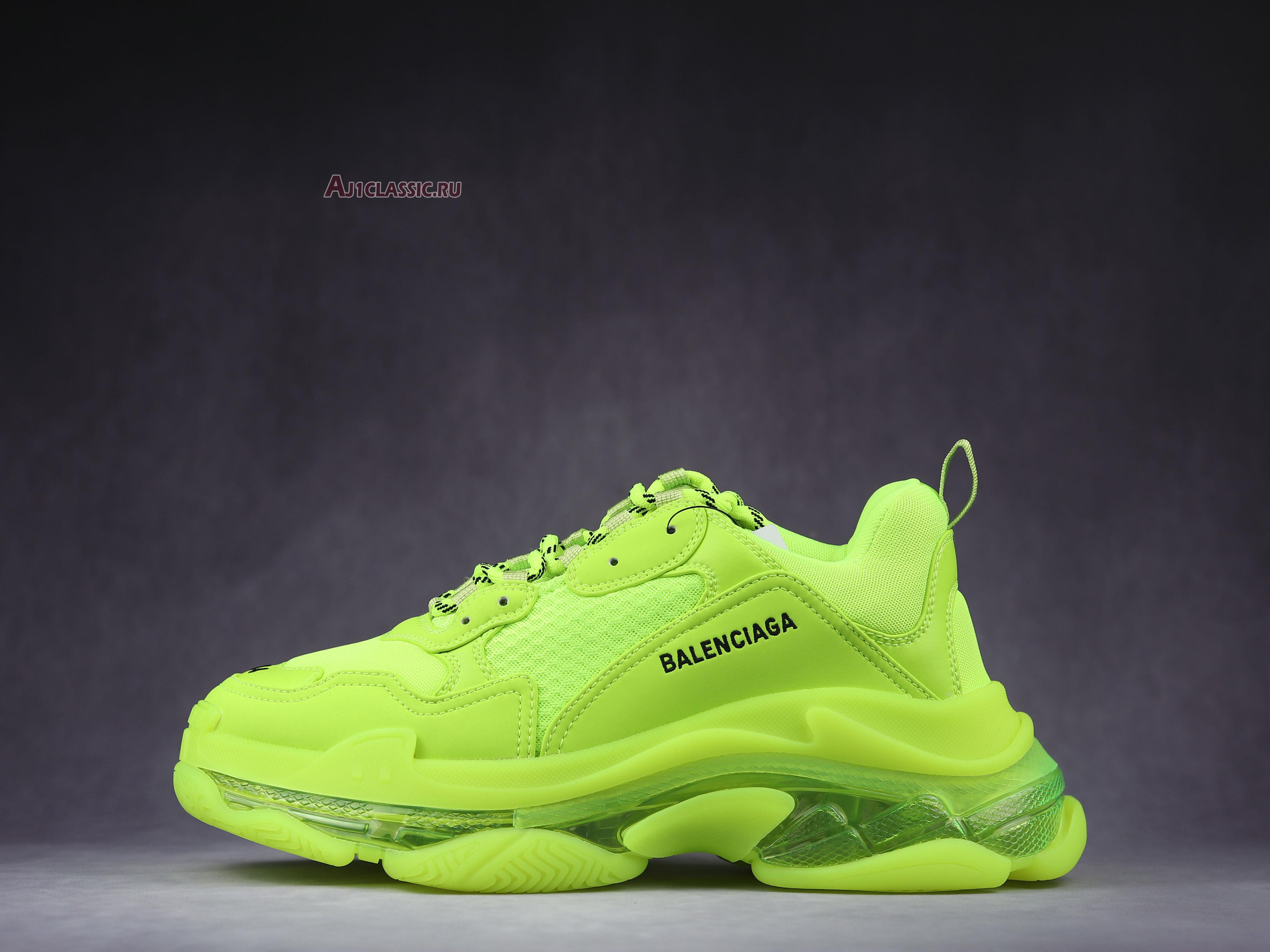 New Balenciaga Triple S Sneaker "Fluo Yellow" 541624 W2FF1 7320 Shoes