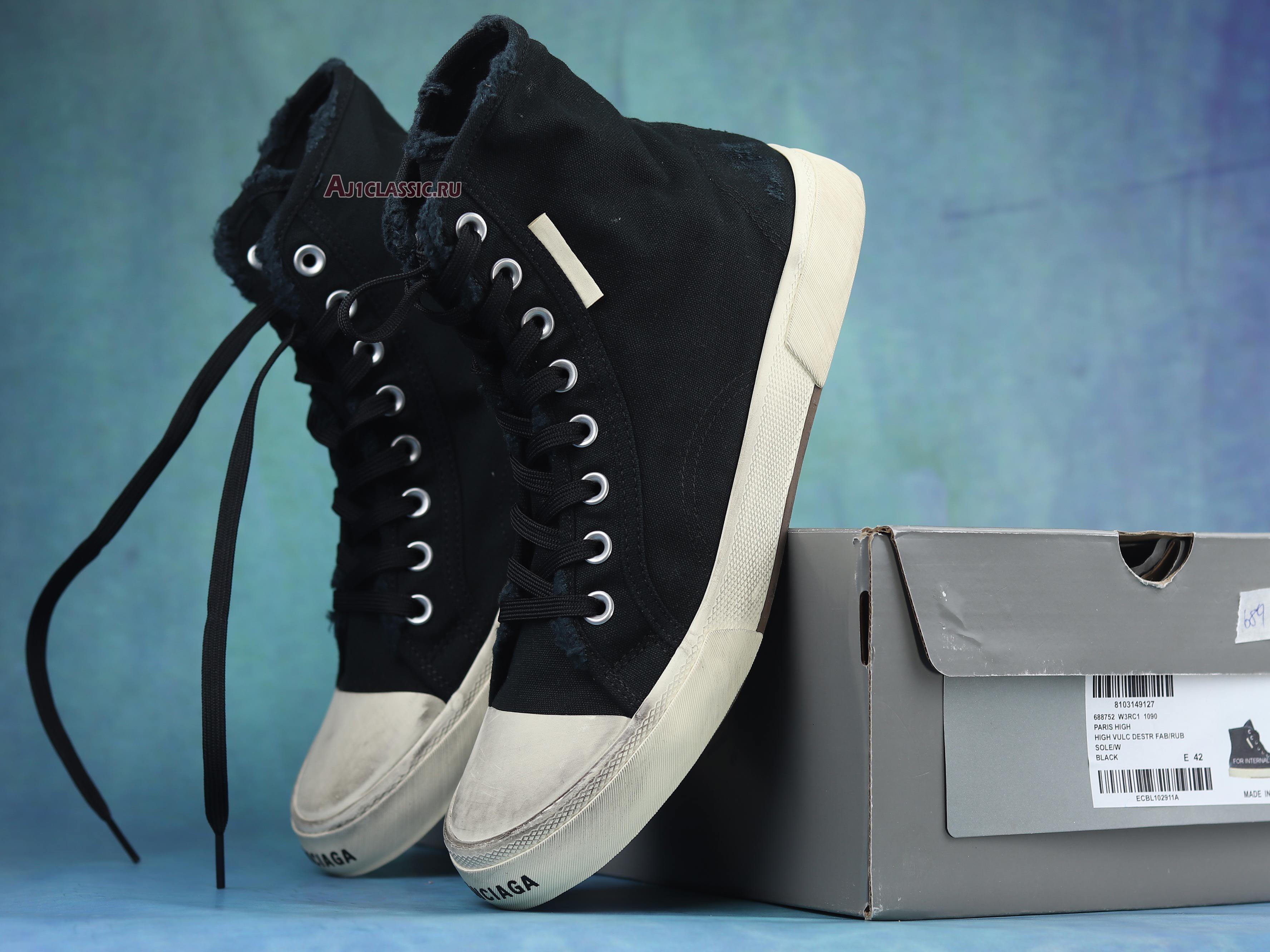 Balenciaga Paris High "Destroyed - Black White" 688752 W3RC1 1090