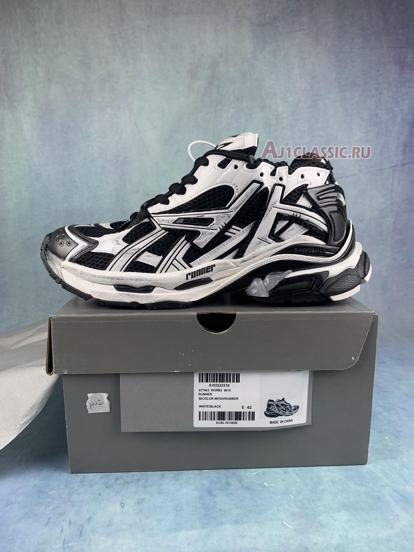 New Balenciaga Runner Sneaker "Black White" 677403 W3RB2 9010 Shoes