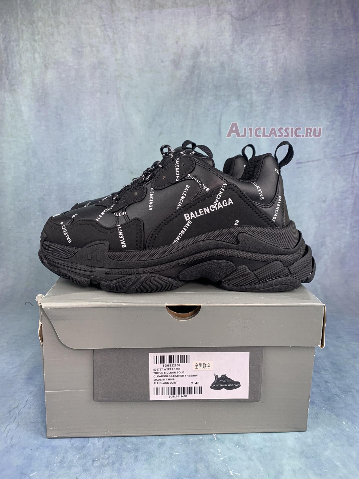 New Balenciaga Triple S Sneaker "Allover Logo - Black" 536737 W2FA1 1090 Shoes