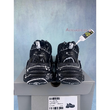 Balenciaga Triple S Sketch-Print Sneakers Black 536737 W3SRB 1090 Black/White Sneakers