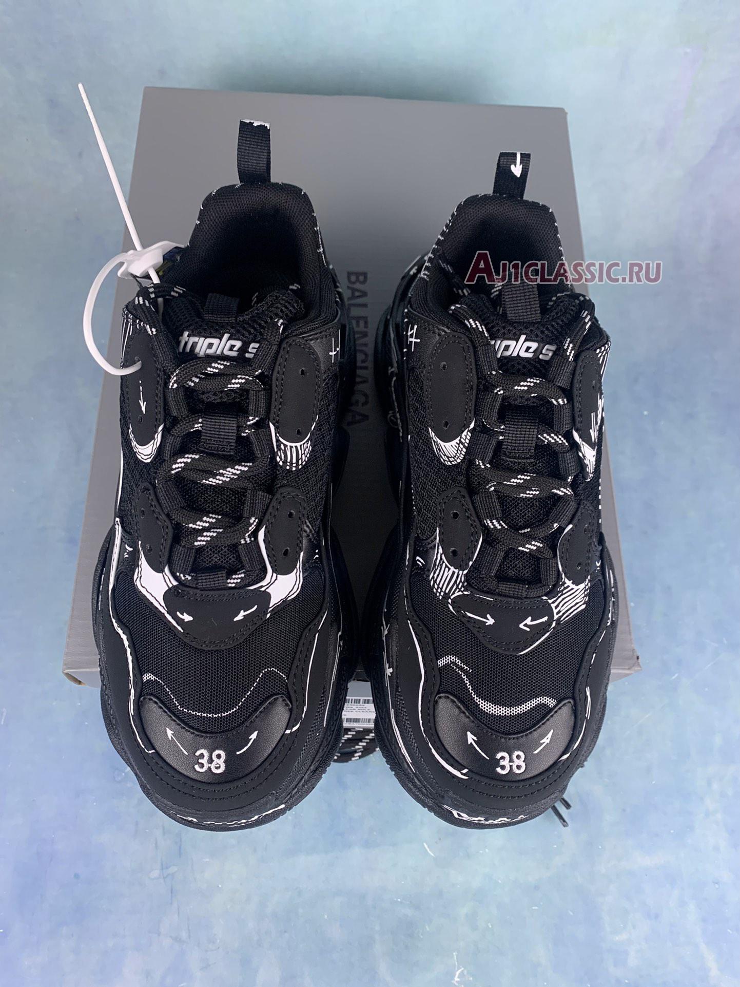 Balenciaga Triple S Sketch-Print Sneakers "Black" 536737 W3SRB 1090