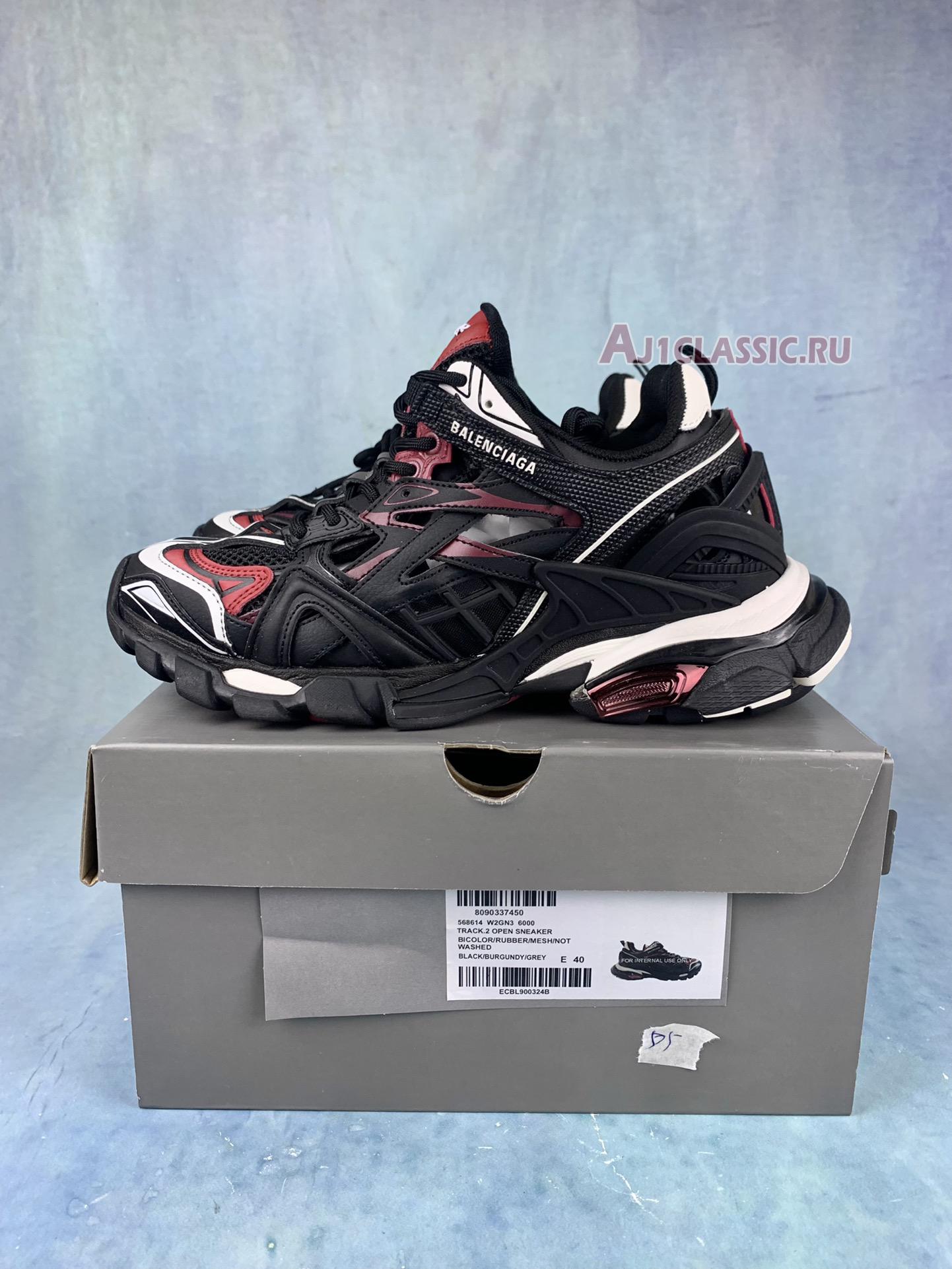 New Balenciaga Track.2 Trainer "Black Burgundy" 568614 W2GN3 6000 Shoes