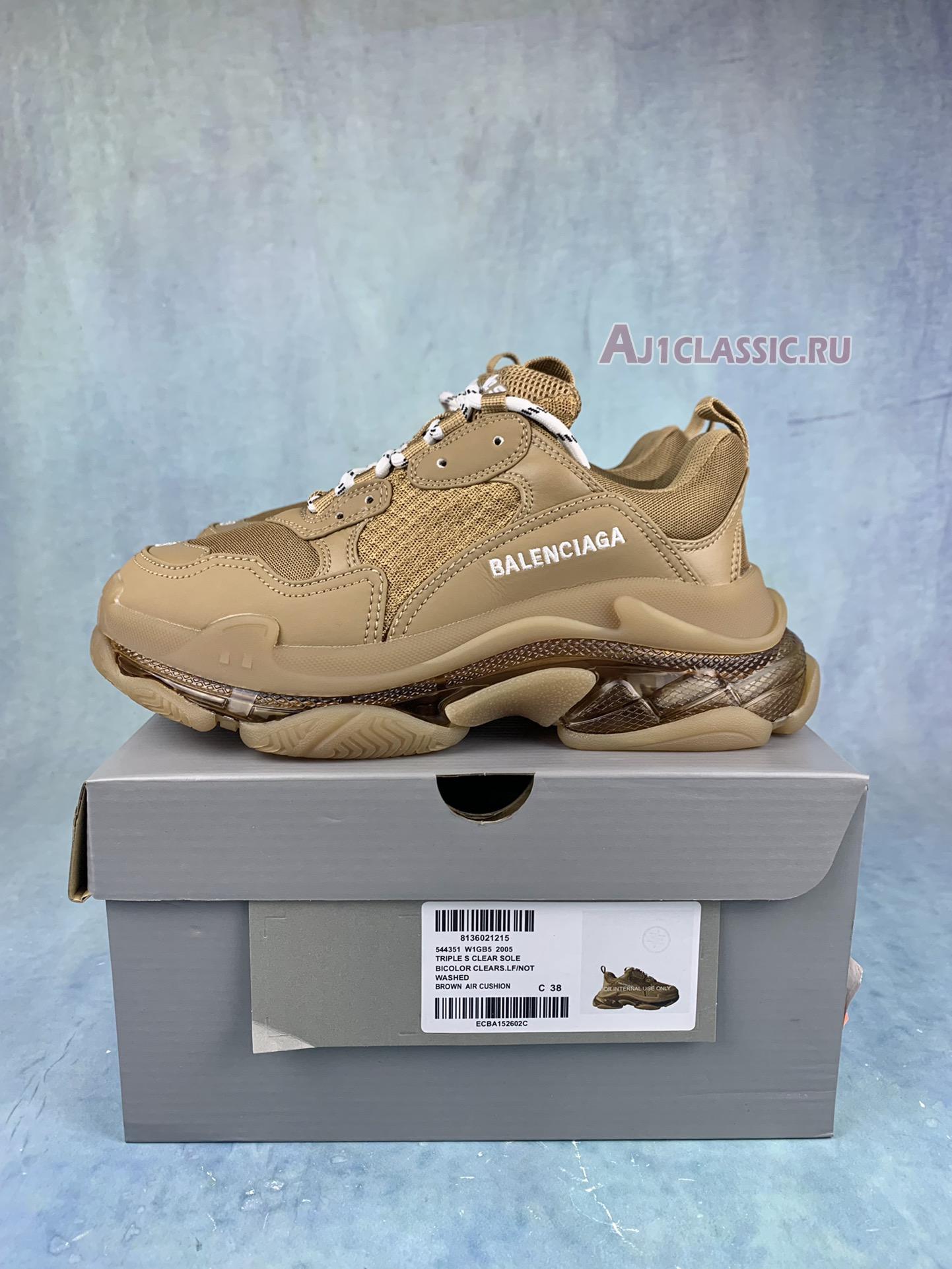 New Balenciaga Triple S Sneaker "Clear Sole - Light Camel" 541624 W2GA1 2706 Shoes