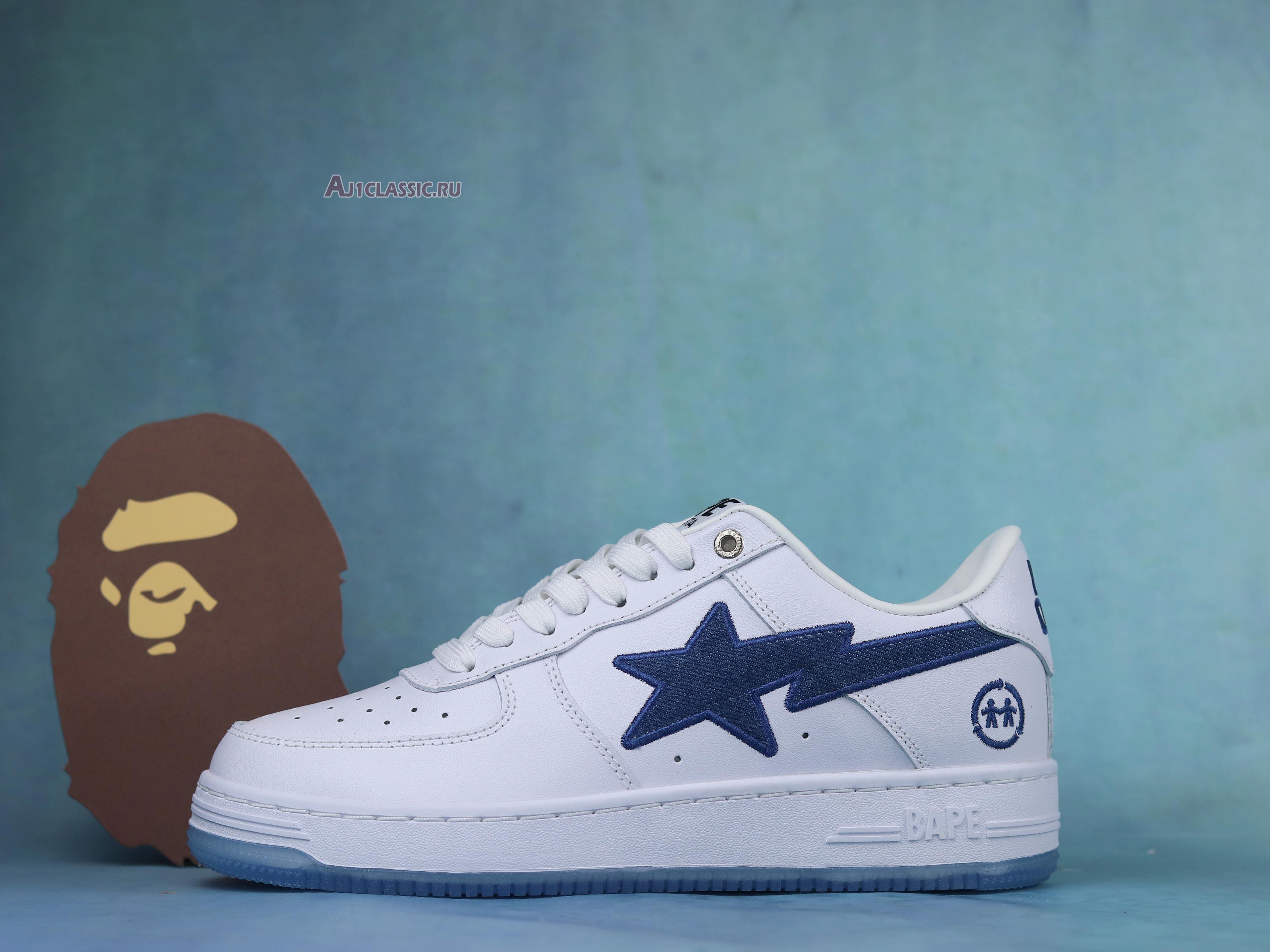 New A Bathing Ape Bapesta "White Navy" 1H20191045-NAVY Shoes