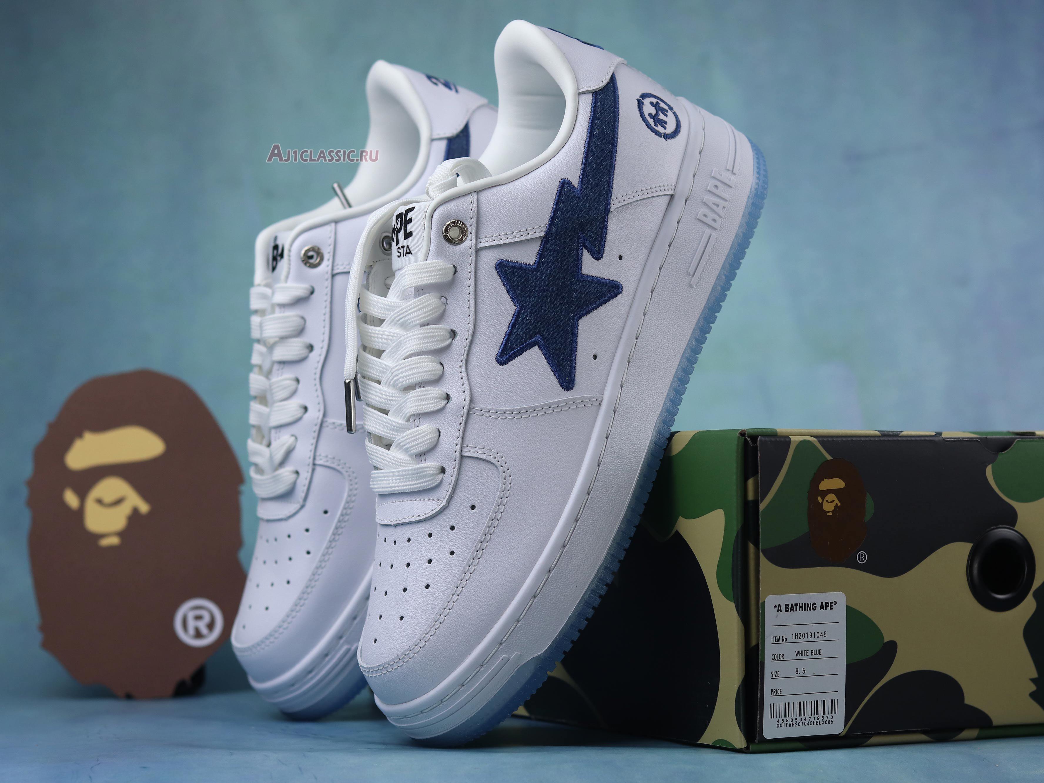 New A Bathing Ape Bapesta "White Navy" 1H20191045-NAVY Shoes