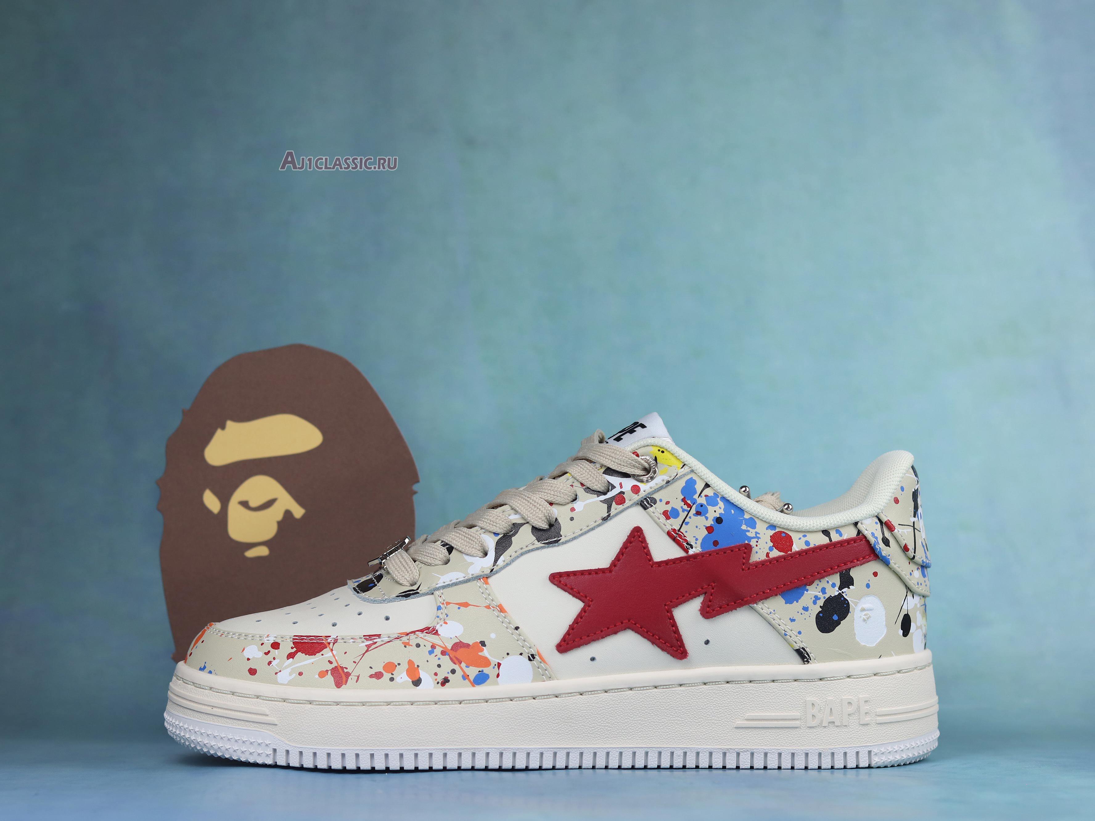 New A Bathing Ape Bapesta Low "Paint Splatter - Ivory" 1I20191009-IVY Shoes