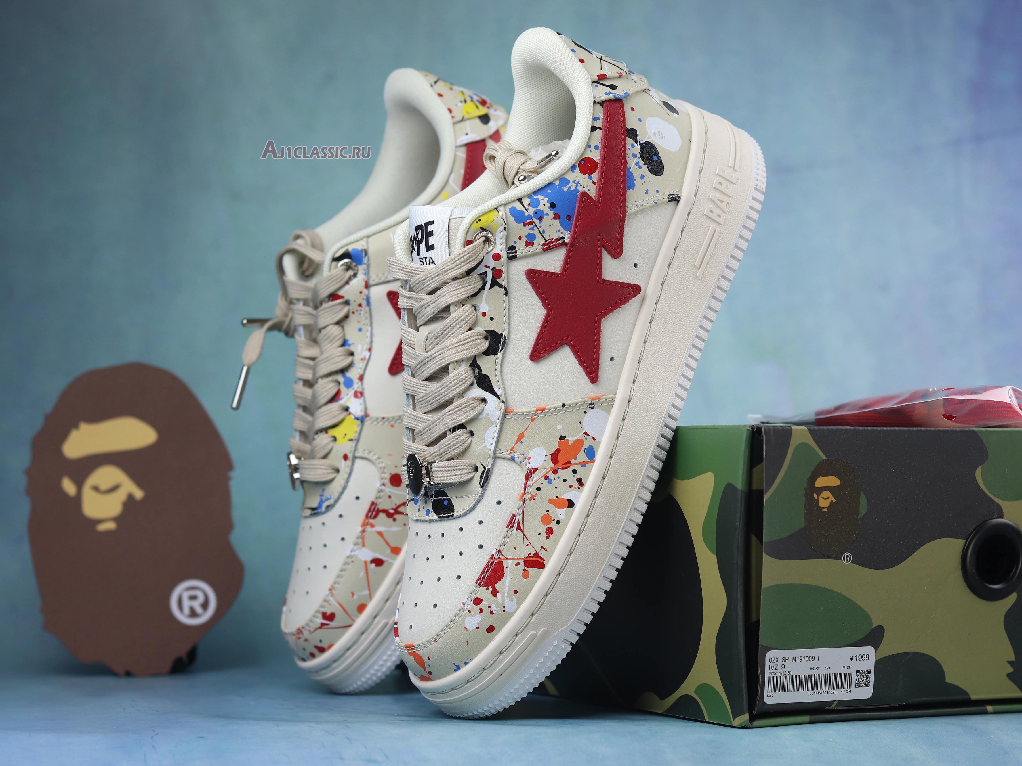 New A Bathing Ape Bapesta Low "Paint Splatter - Ivory" 1I20191009-IVY Shoes