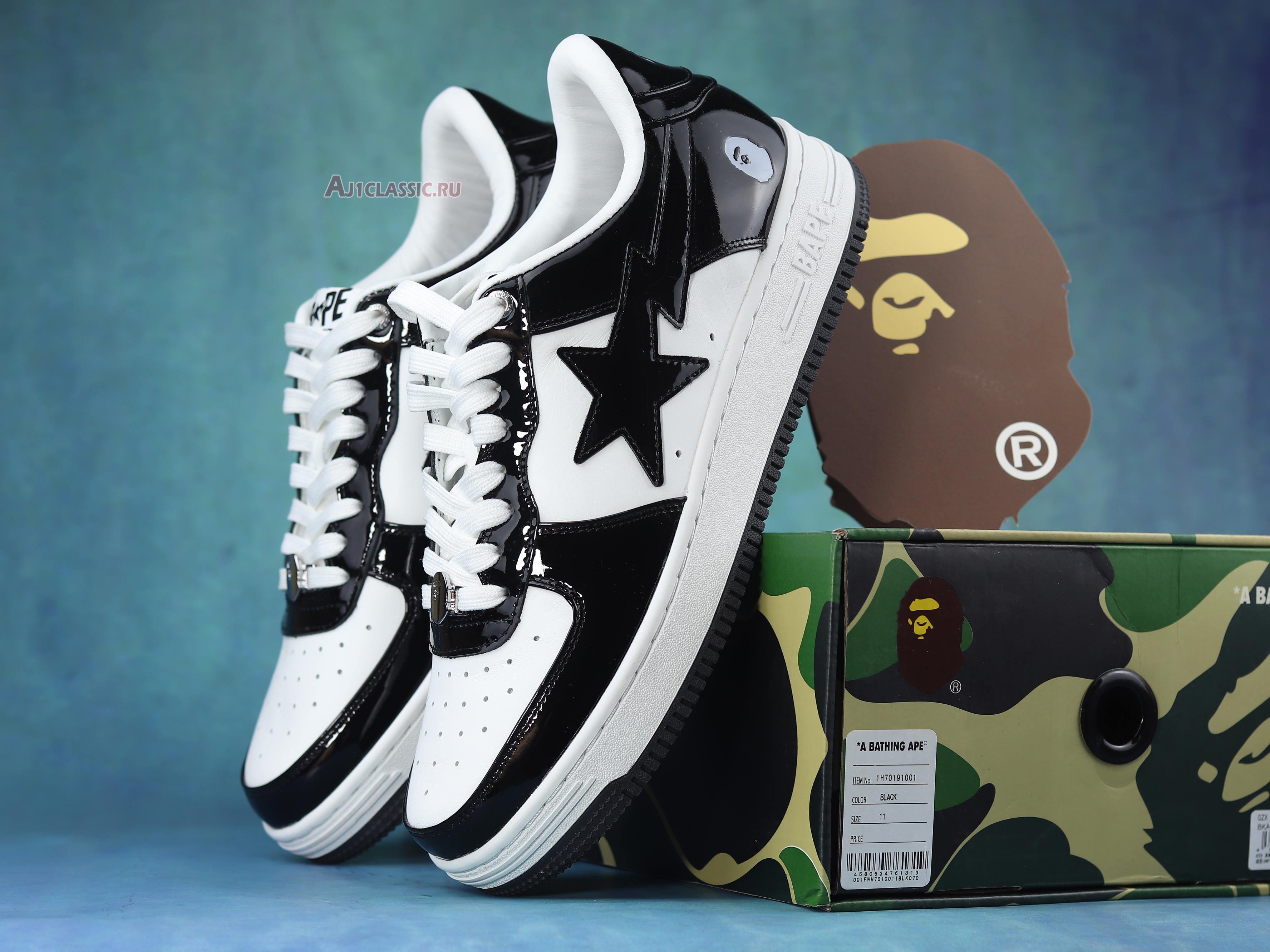 New A Bathing Ape Bapesta "Black White" 1H70191001-BLK Shoes