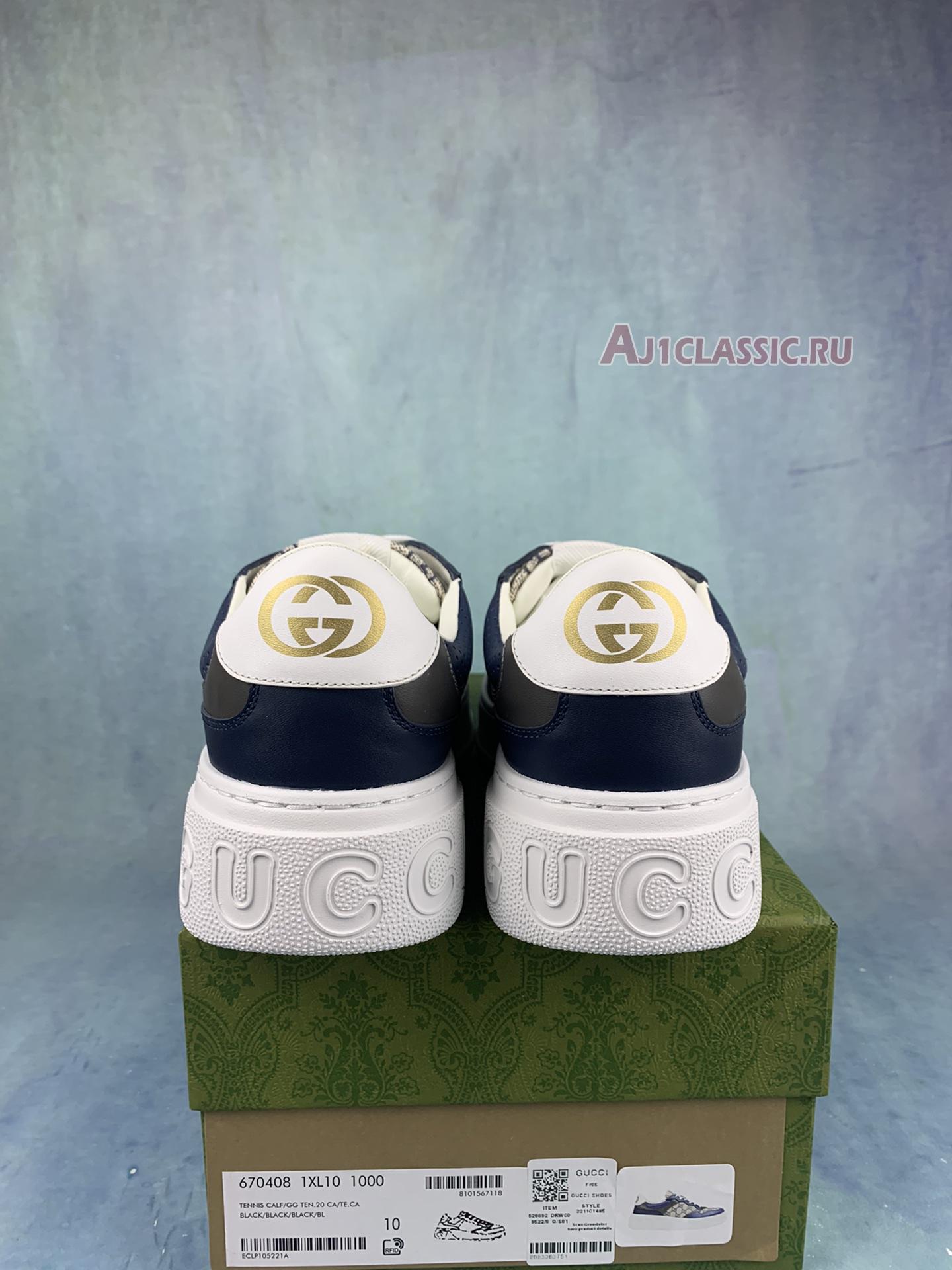 New Gucci GG Embossed Sneaker "Beige Blue" 669582 UPGB0 4273 Shoes