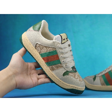 Gucci GG Screener Distressed GG Canvas 546551 9Y920 9666 White/Tan/Green/Red Sneakers