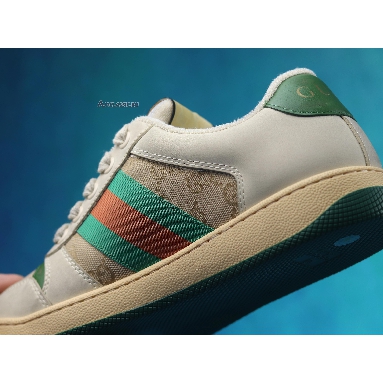 Gucci GG Screener Distressed GG Canvas 546551 9Y920 9666 White/Tan/Green/Red Sneakers