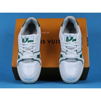 Louis Vuitton LV Trainer Sneaker Low White Green A54HS Mens Womens Shoes