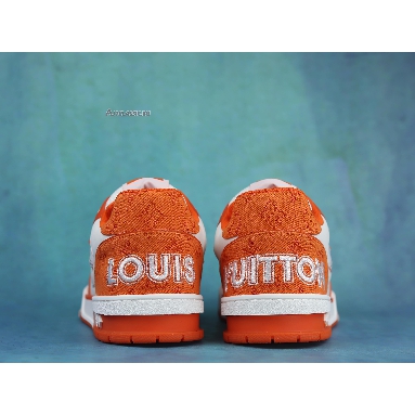 Louis Vuitton Trainer Low Orange Monogram Denim 1A9ZBI Orange/White Mens Womens Shoes