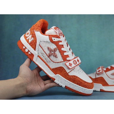 Louis Vuitton Trainer Low Orange Monogram Denim 1A9ZBI Orange/White Sneakers