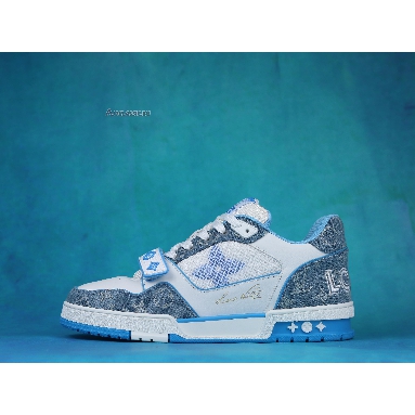 Louis Vuitton Trainer Low Light Blue Monogram Denim 1A9ZI5 White/Blue Sneakers