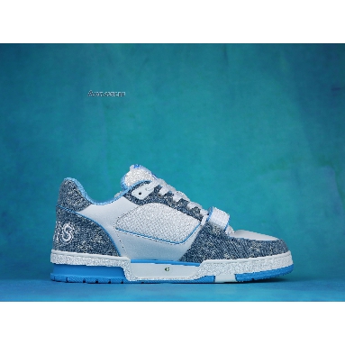 Louis Vuitton Trainer Low Light Blue Monogram Denim 1A9ZI5 White/Blue Sneakers