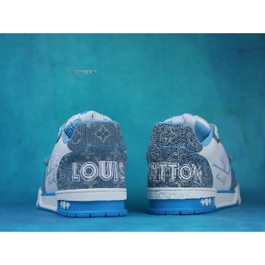 Louis Vuitton Trainer Low Light Blue Monogram Denim 1A9ZI5 White/Blue Sneakers