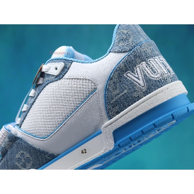 Louis Vuitton Trainer Low Light Blue Monogram Denim 1A9ZI5 White/Blue Sneakers