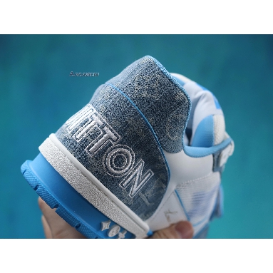 Louis Vuitton Trainer Low Light Blue Monogram Denim 1A9ZI5 White/Blue Mens Womens Shoes