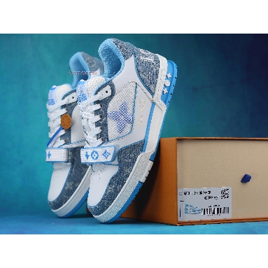 Louis Vuitton Trainer Low Light Blue Monogram Denim 1A9ZI5 White/Blue Mens Womens Shoes