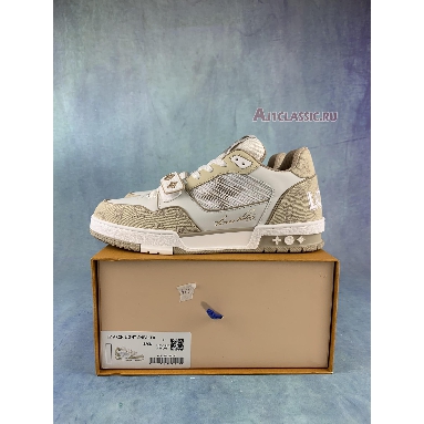 Louis Vuitton Trainer Sneaker Beige Monogram Denim 1A9ZC2 Beige/White Mens Womens Shoes