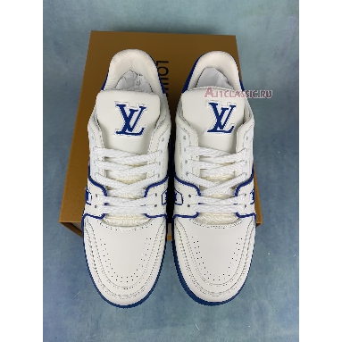 Louis Vuitton Trainer White Blue Signature 1A8SJV White/Blue Mens Womens Shoes