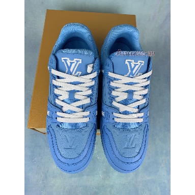 Louis Vuitton Trainer Low Blue Embossed Monogram 1AARFI Blue/White Mens Womens Shoes