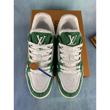 Louis Vuitton Trainer Low Green Monogram Denim 1A9JHV White/Green Sneakers