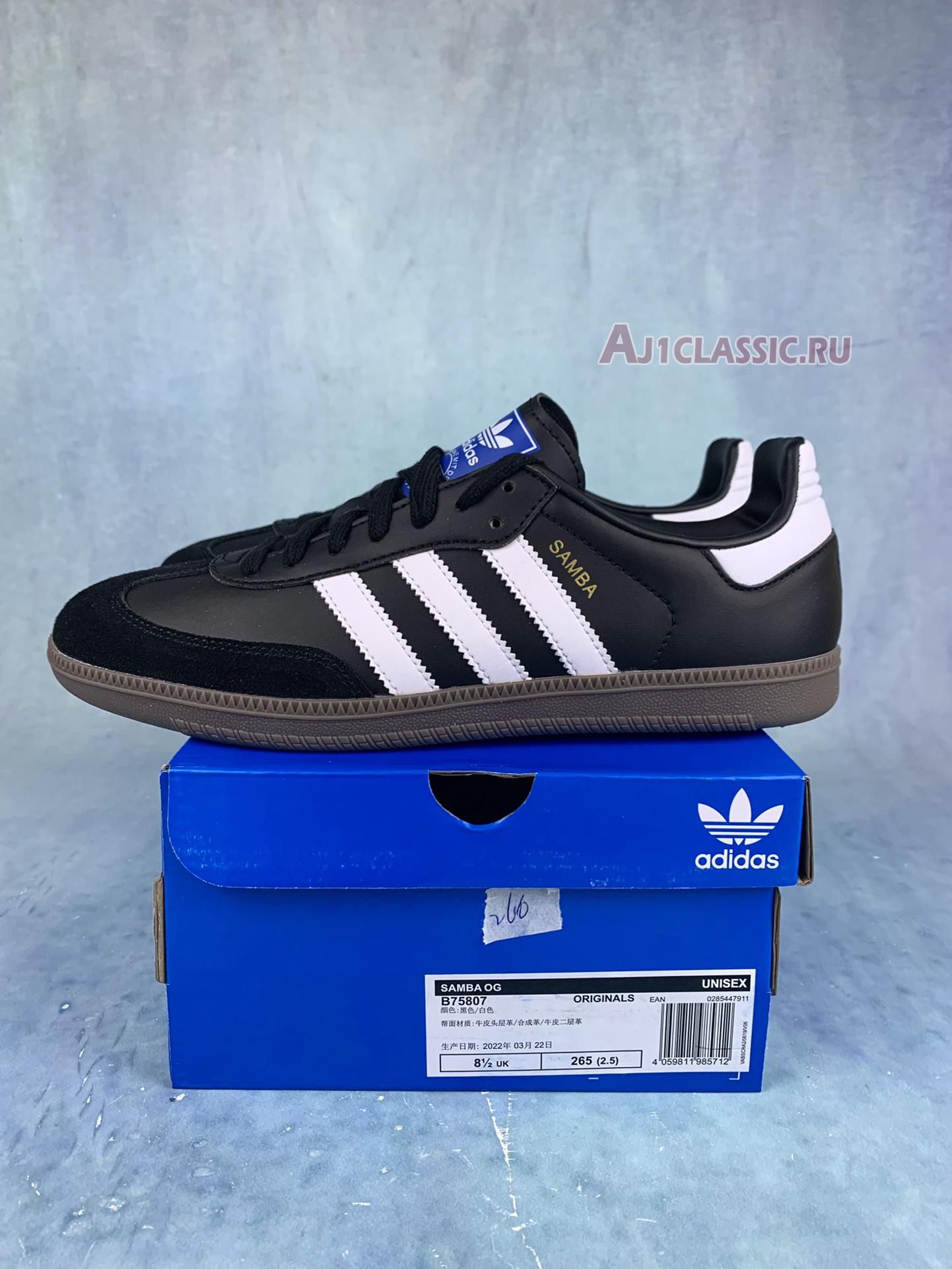 New Adidas Samba OG "Black Gum" B75807 Shoes