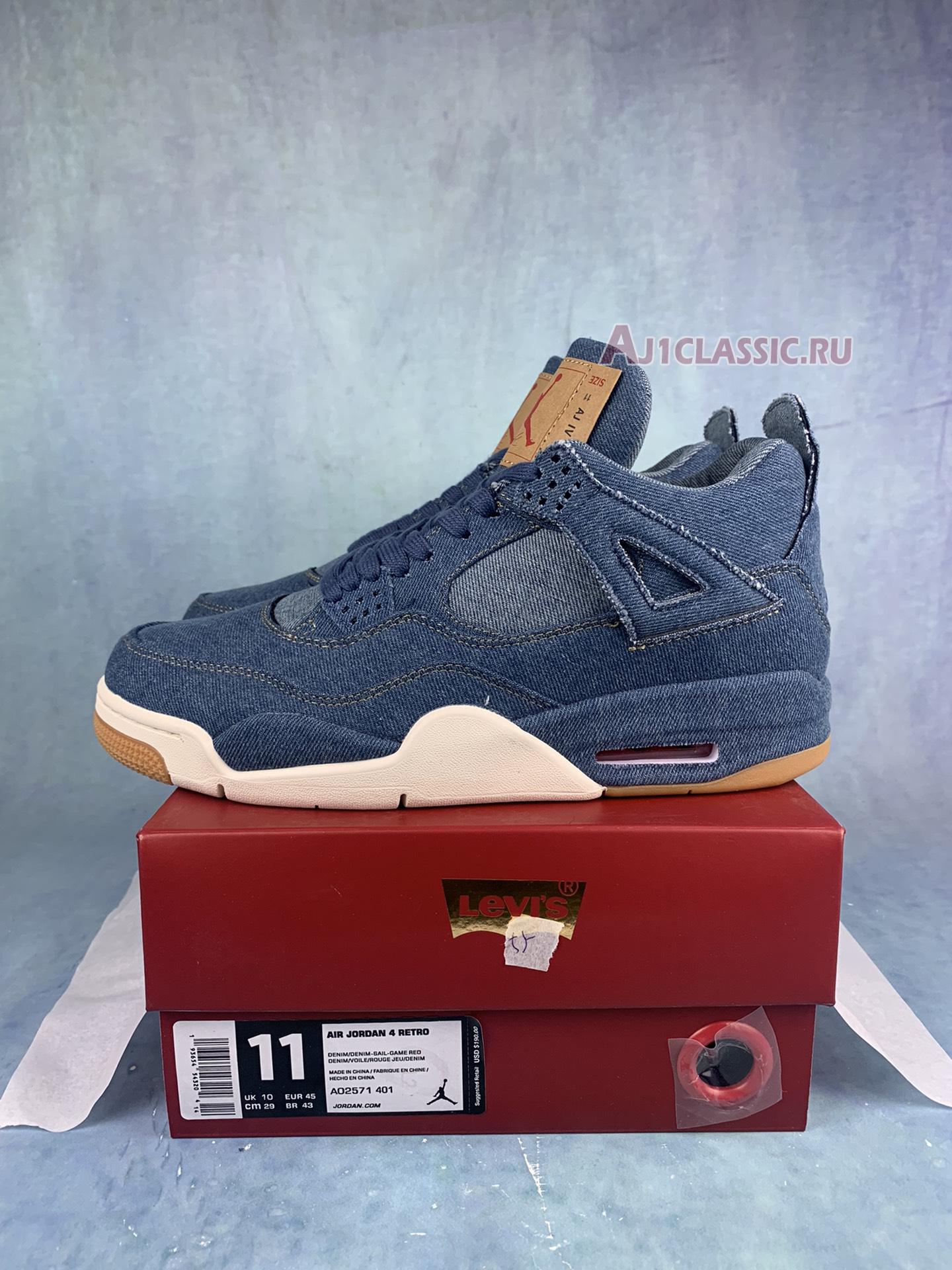 New Levis x Air Jordan 4 Retro "Denim" AO2571-401-2 Shoes