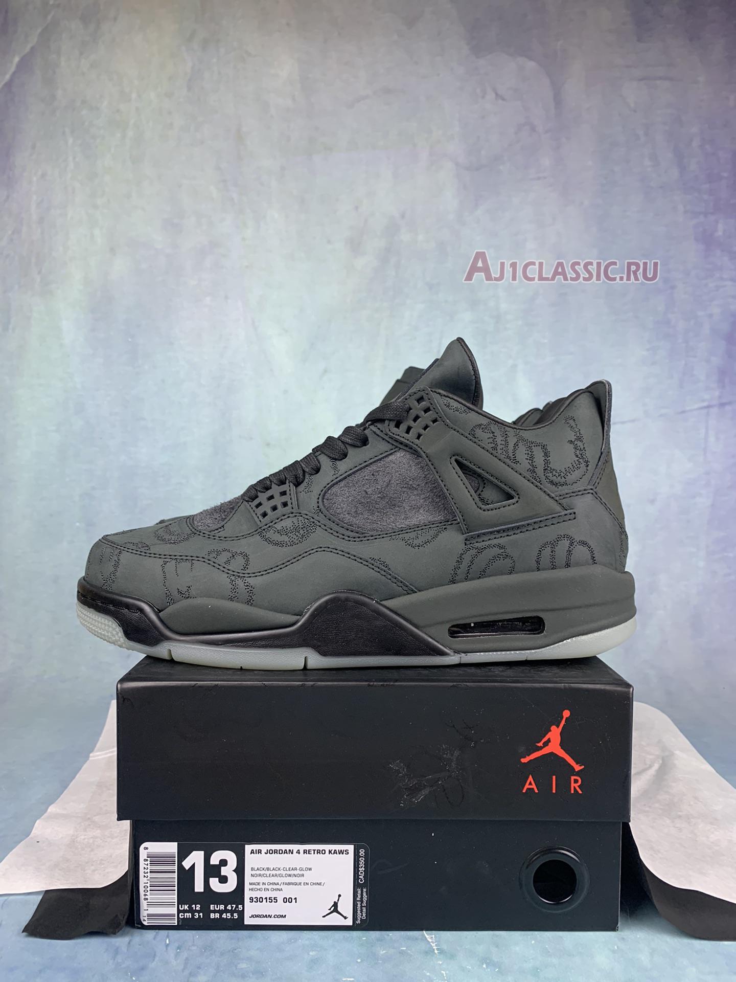 New KAWS x Air Jordan 4 Retro "Black" 930155-001-2 Shoes