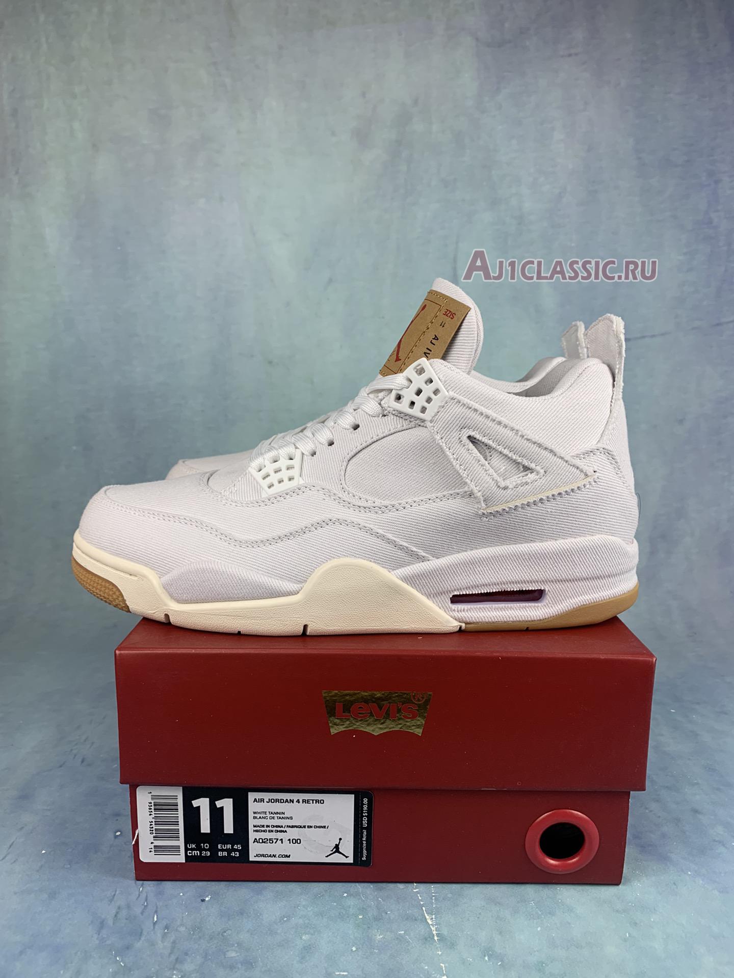 New Levis x Air Jordan 4 Retro "White Denim" AO2571-100-2 Shoes