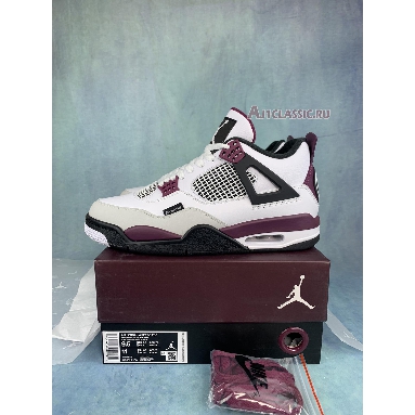 Paris Saint-Germain x Air Jordan 4 Retro Bordeaux CZ5624-100-2 White/Neutral Grey/Black/Bordeaux Mens Womens Shoes