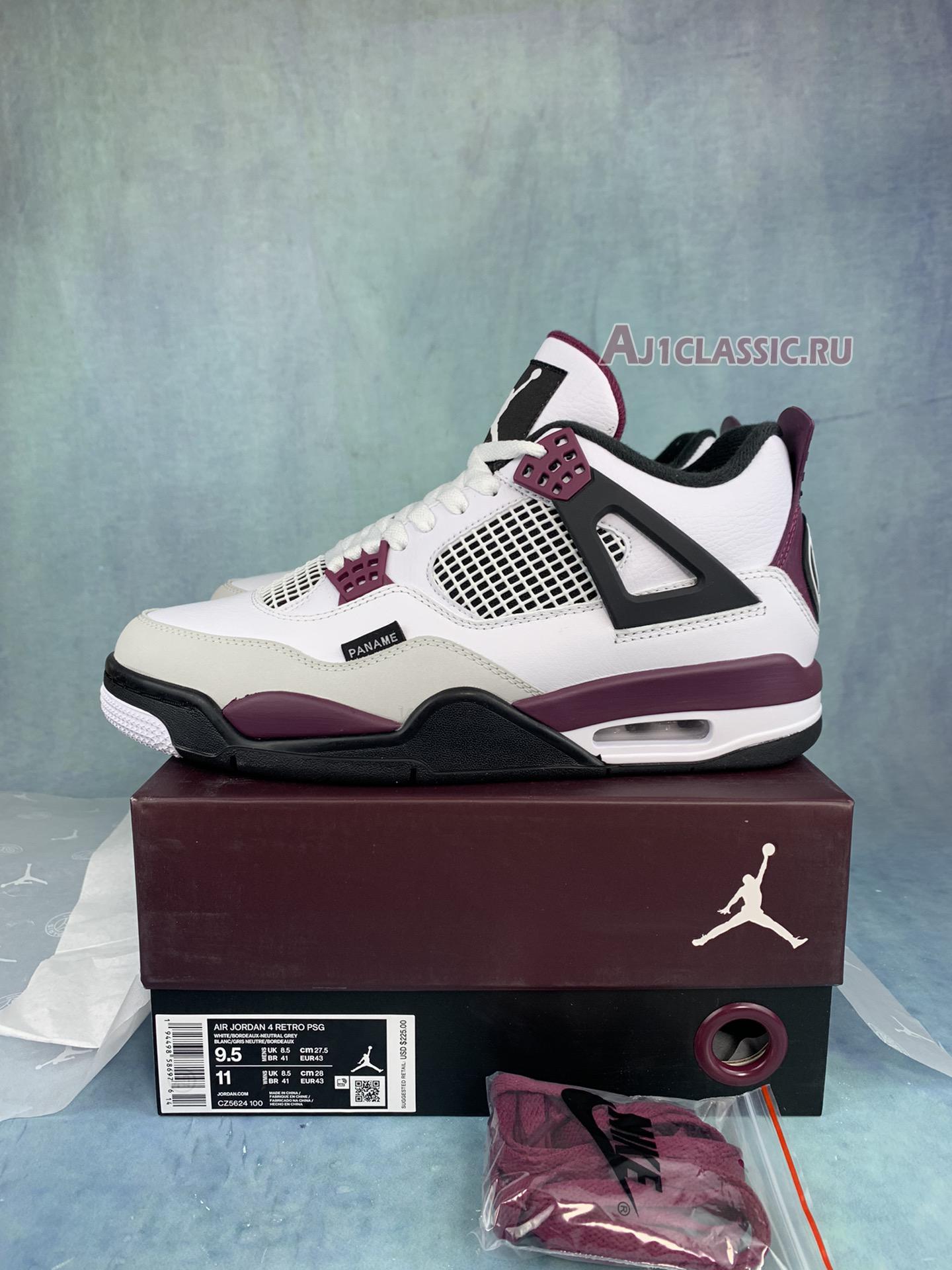 New Paris Saint-Germain x Air Jordan 4 Retro "Bordeaux" CZ5624-100-2 Shoes