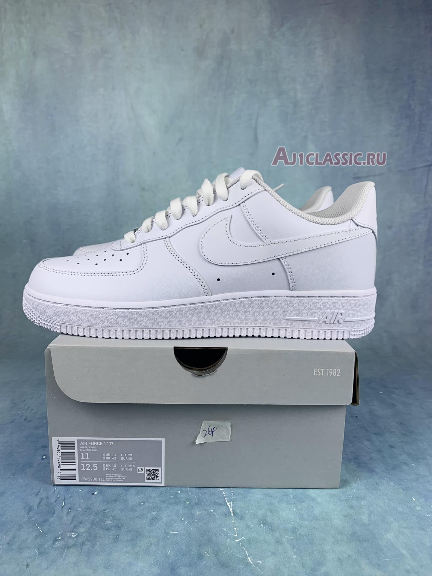 New Nike Air Force 1 07 "Triple White" CW2288-111-3 Shoes