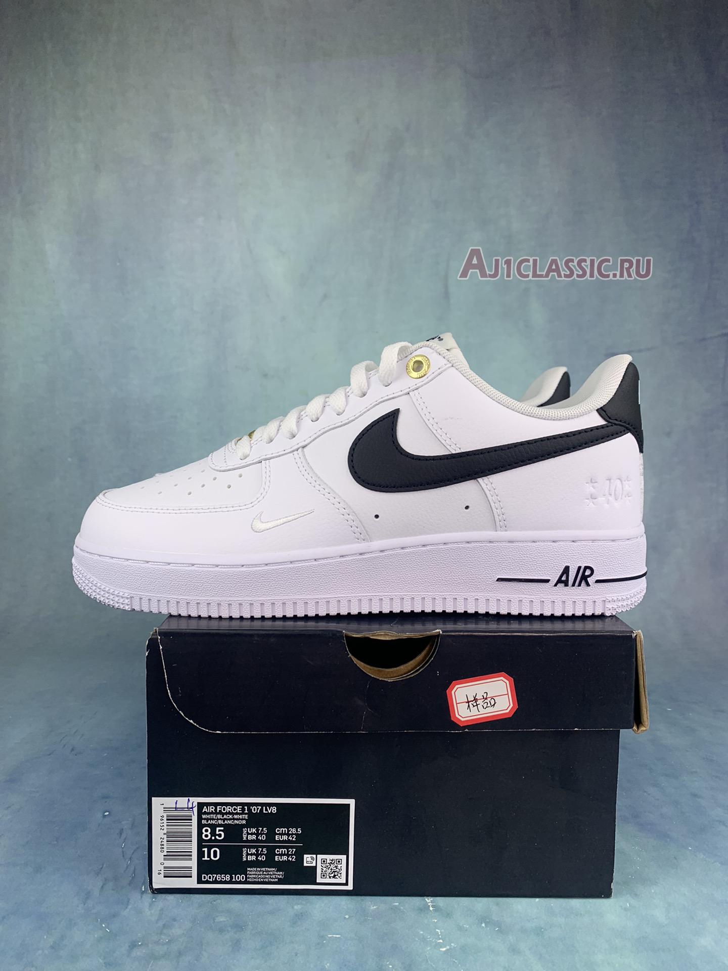 New Nike Air Force 1 07 LV8 "40th Anniversary - White Black" DQ7658-100 Shoes