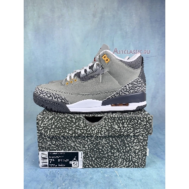 Air Jordan 3 Retro Cool Grey CT8532-012-2 Silver/Light Graphite-Orange Peel-Sport Red Sneakers