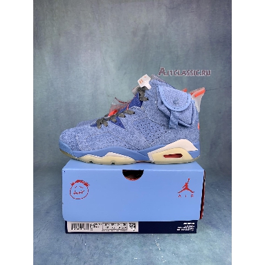 Travis Scott x Air Jordan 6 Houston Oilers DH0690-400-2 White Card Blue/Cardine Blanche Mens Womens Shoes