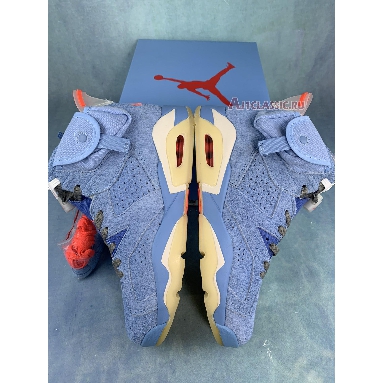 Travis Scott x Air Jordan 6 Houston Oilers DH0690-400-2 White Card Blue/Cardine Blanche Mens Womens Shoes