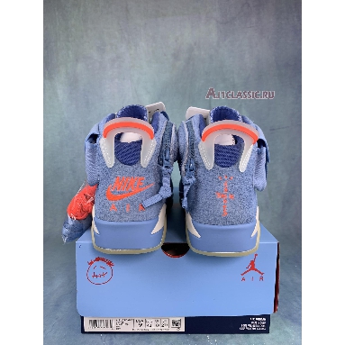 Travis Scott x Air Jordan 6 Houston Oilers DH0690-400-2 White Card Blue/Cardine Blanche Mens Womens Shoes