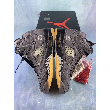 Off-White x Air Jordan 5 Retro SP Muslin CT8480-001-2 Black/Fire Red/Muslin Mens Womens Shoes