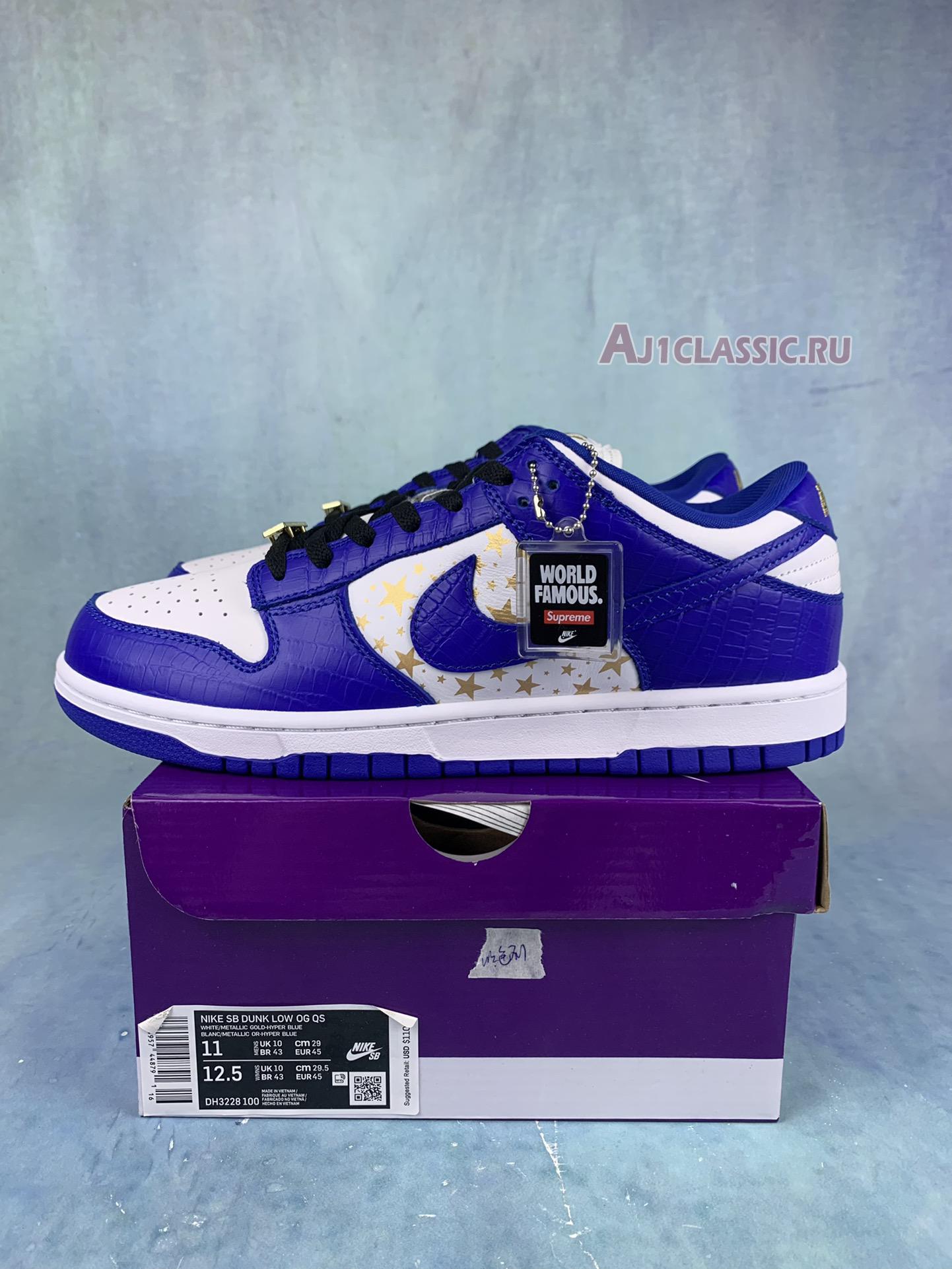 New Supreme x Nike Dunk Low OG SB QS "Hyper Royal" DH3228-100-2 Shoes