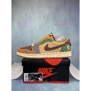 Zion Williamson x Air Jordan 1 Retro Low OG Voodoo DZ7292-200 Flax/Muslin/Fauna Brown/Oil Green/Sesame/Moon Fossil Mens Womens Shoes