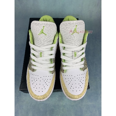 Air Jordan 1 Low SE GS Pastel Grind DJ0341-100-2 White/White/Vivid Green Mens Womens Shoes