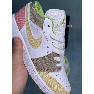 Air Jordan 1 Low SE GS Pastel Grind DJ0341-100-2 White/White/Vivid Green Sneakers