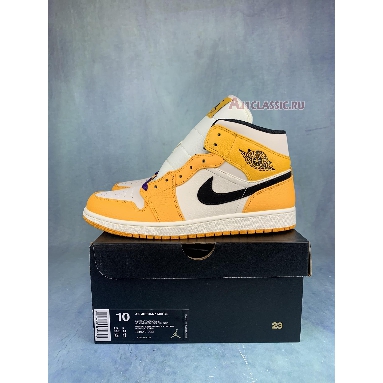 Air Jordan 1 Mid GS Lakers BQ6931-700 University Gold/Pale Ivory-Court Purple-Black Sneakers