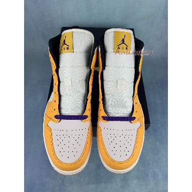 Air Jordan 1 Mid GS Lakers BQ6931-700 University Gold/Pale Ivory-Court Purple-Black Mens Womens Shoes