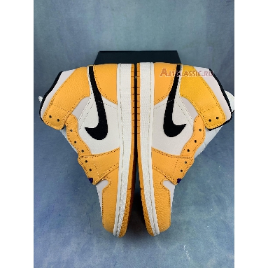 Air Jordan 1 Mid GS Lakers BQ6931-700 University Gold/Pale Ivory-Court Purple-Black Sneakers