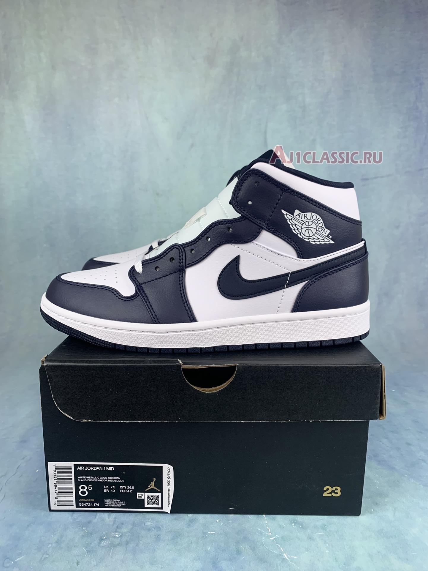 New Air Jordan 1 Mid "Obsidian" 554724-174-2 Shoes